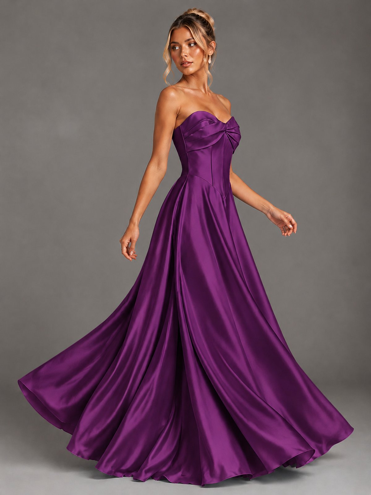Sweetheart Neck Strapless Satin A-Line Prom Dress