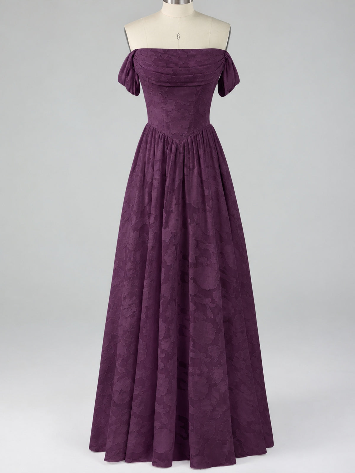 Off Shoulder Jacquard A-Line Maxi Dress