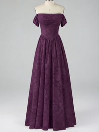 Off Shoulder Jacquard A-Line Maxi Dress