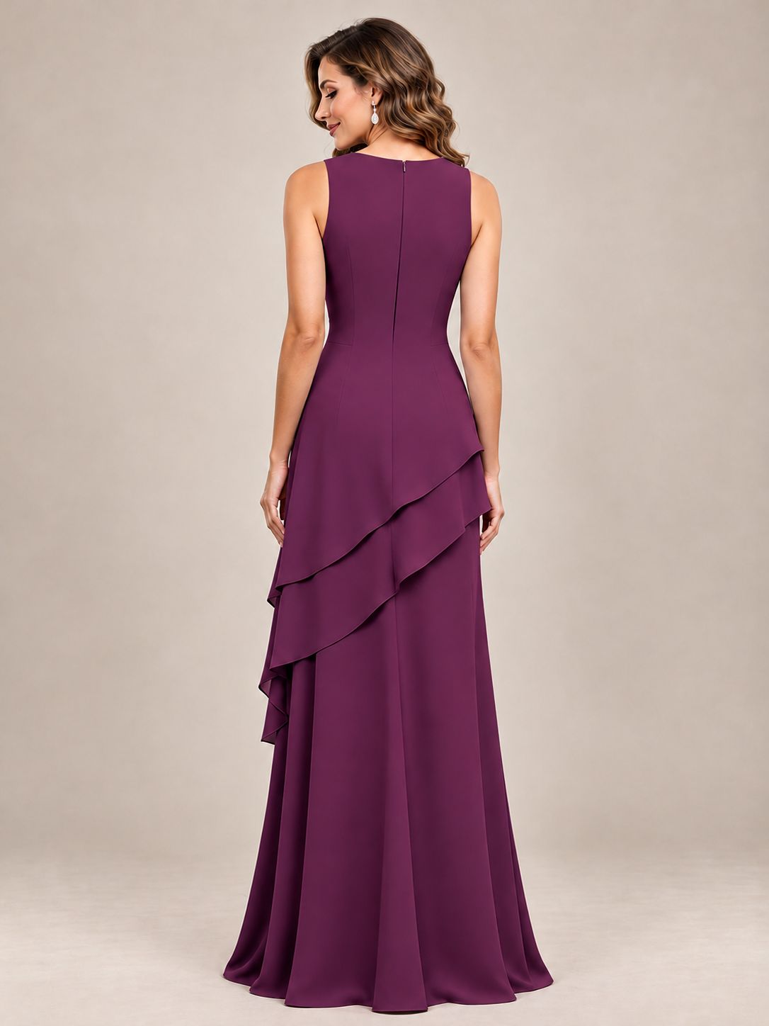 Dusty Blue Two-Piece Chiffon Mother of the Bride Dress with Jacket