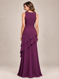 Dusty Blue Two-Piece Chiffon Mother of the Bride Dress with Jacket