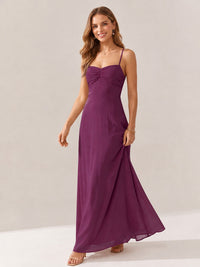 JOVELLEE Yellow Sweetheart Ruched Bust Chiffon Maxi Dress