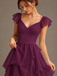 Ruffle Tiered V Neck Maxi Dress