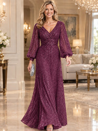 Sparkle Sequin Mother of The Bride Dresses with Long Sleeves