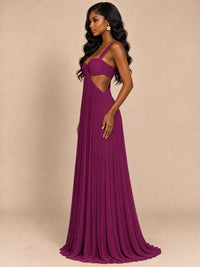 Butter Yellow Pleated Cutout Maxi Dress