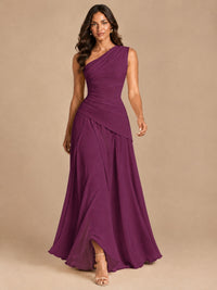 One Shoulder Prom Dress A-line Ruched Women Wedding Formal Gowns