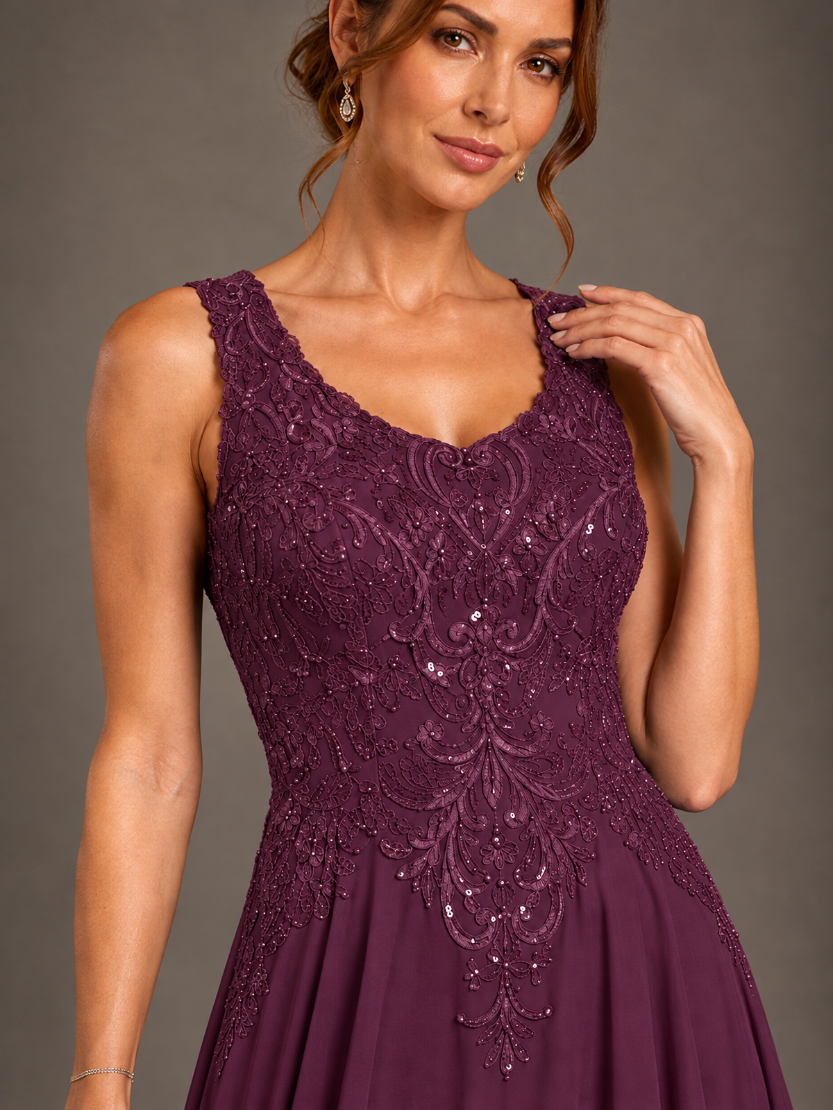 A-line 2 Pieces Chiffon Appliques Mother of The Bride Dresses with Jackets