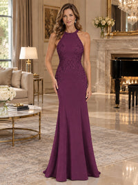 Halter Neckline Lace Appliques Mother of The Bride Dresses