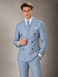 Double Breasted Pinstripe Men's Suit 2 Piece (Jacket & Pants) for Wedding & Formal Prom