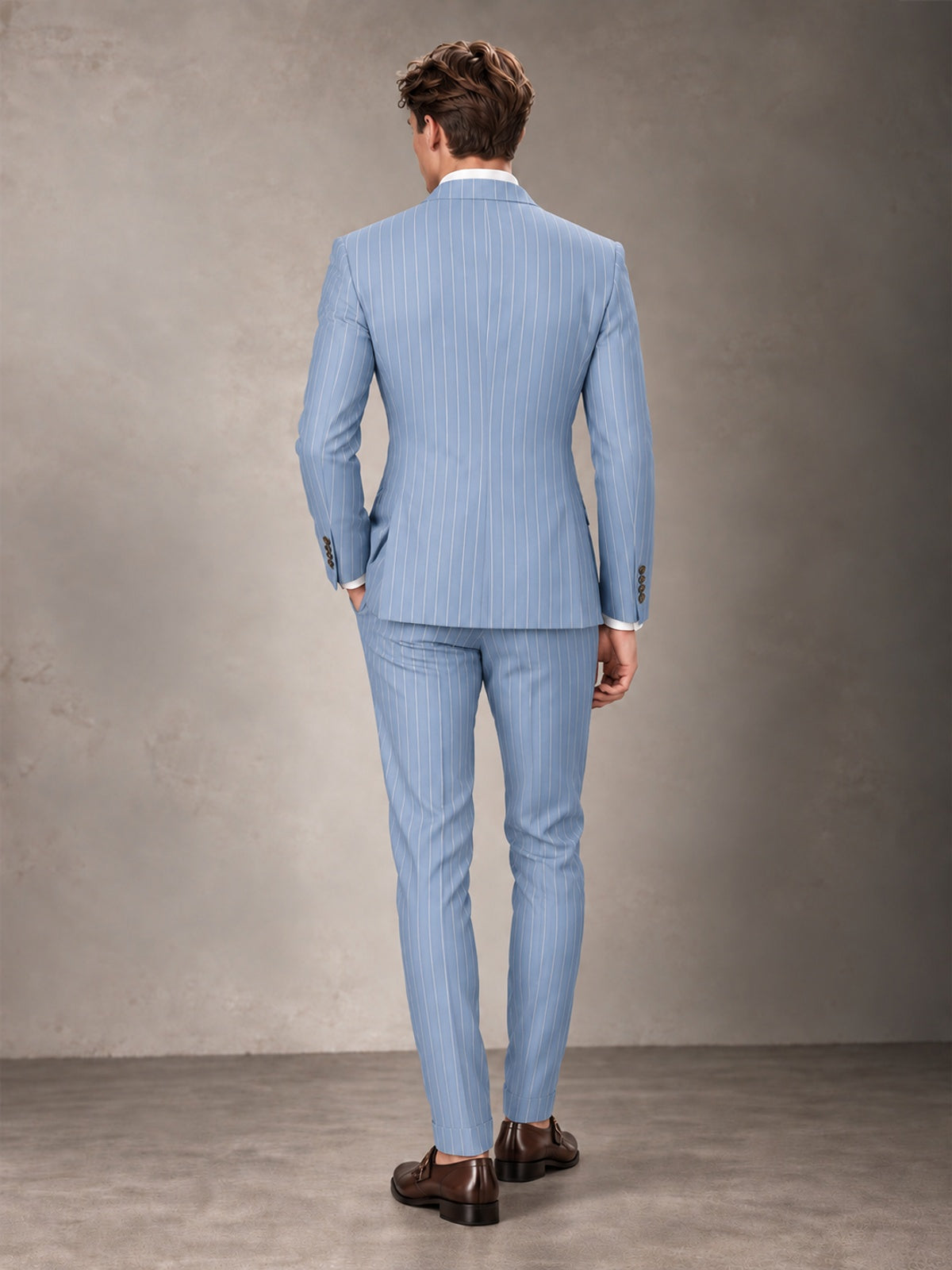 Double Breasted Pinstripe Men's Suit 2 Piece (Jacket & Pants) for Wedding & Formal Prom