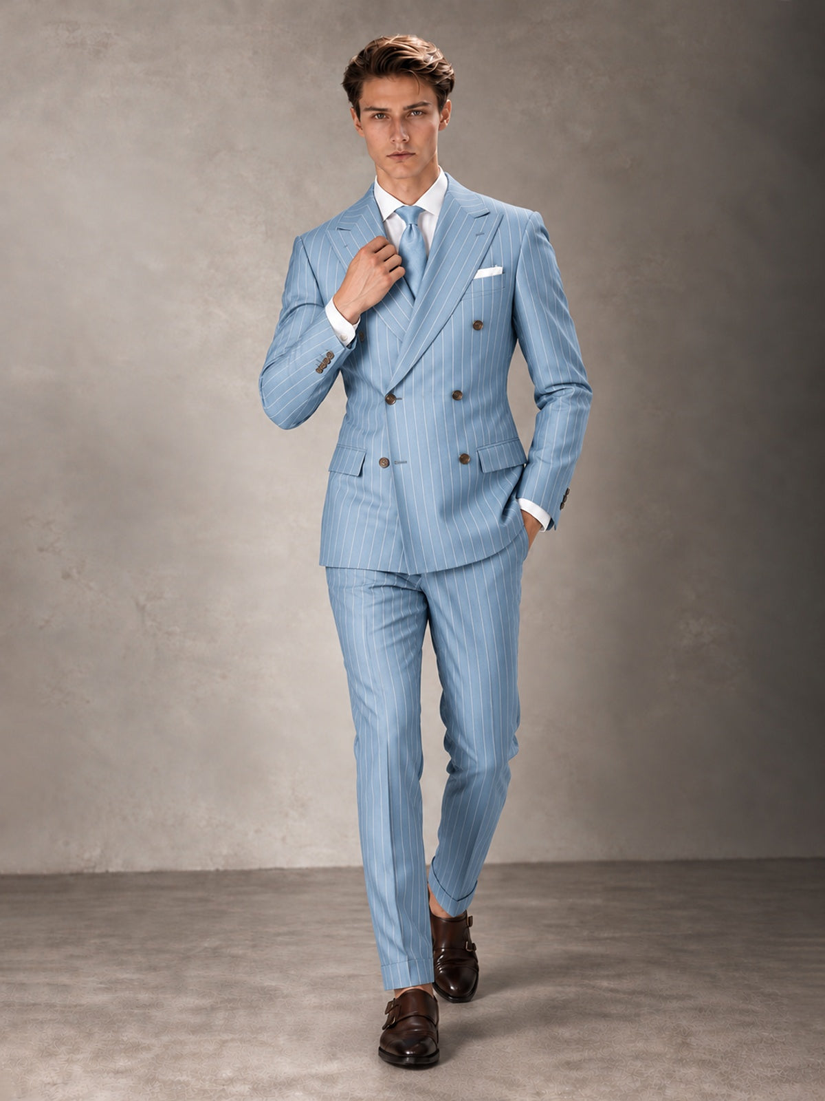 Double Breasted Pinstripe Men's Suit 2 Piece (Jacket & Pants) for Wedding & Formal Prom