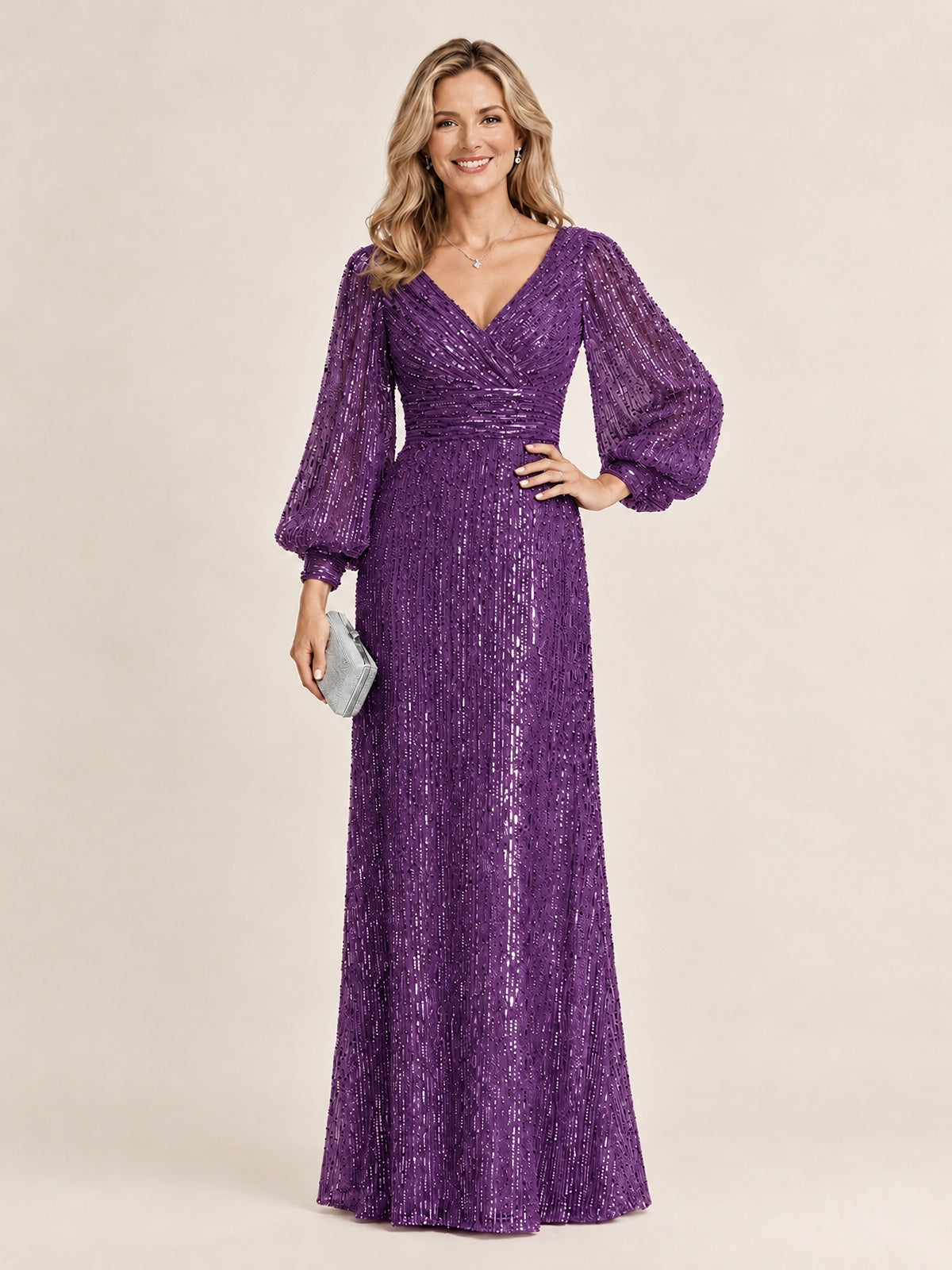 Sparkle Sequin Mother of The Bride Dresses with Long Sleeves