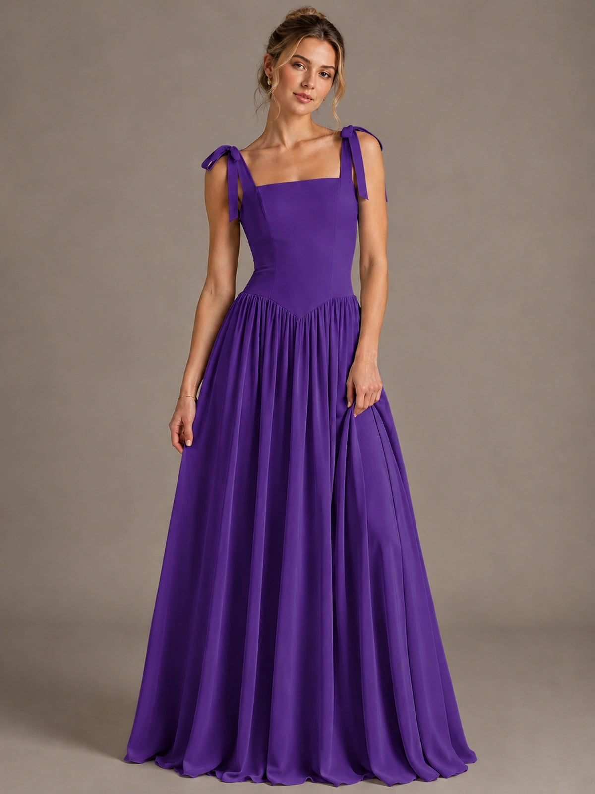 Square Neck A-Line Maxi Dress