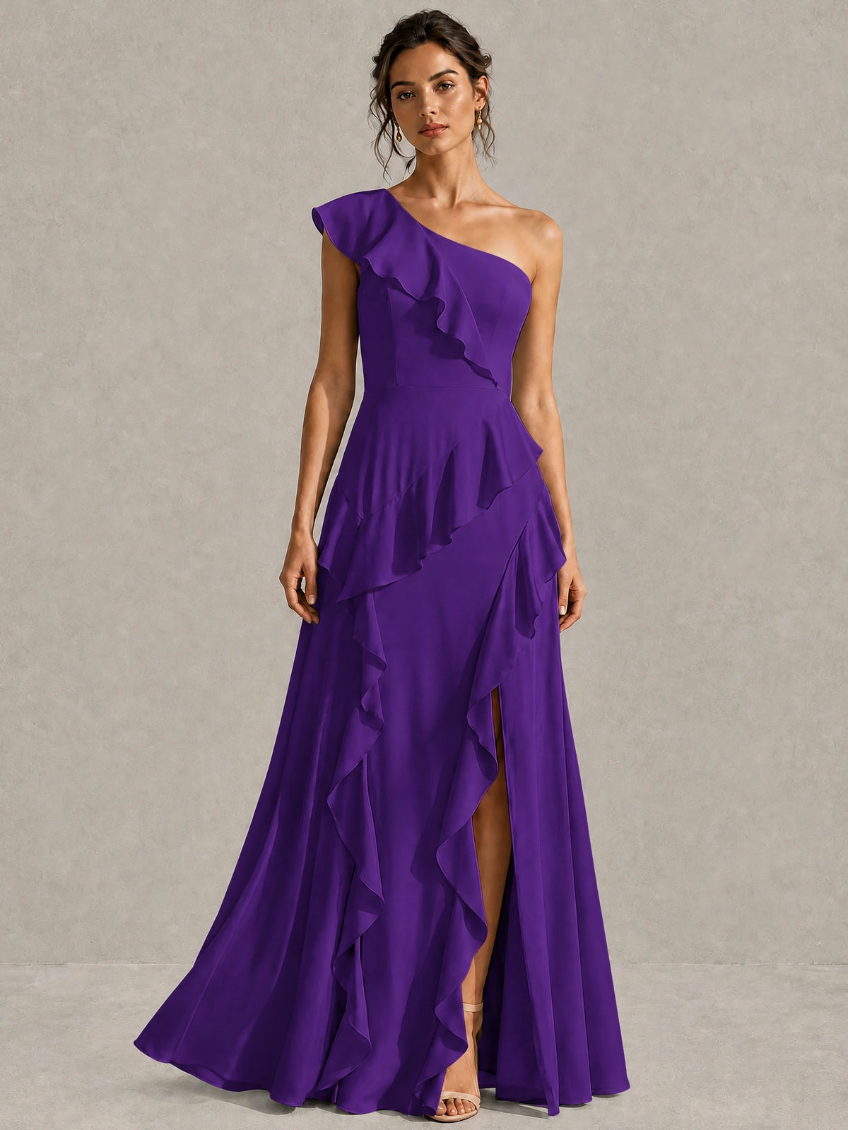 Sage Green One Shoulder Ruffle Bridesmaid Dress