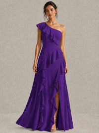 Sage Green One Shoulder Ruffle Bridesmaid Dress