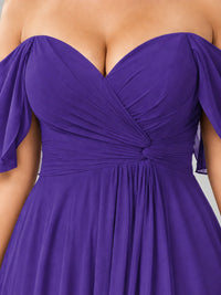 Off Shoulder Chiffon Bridesmaid Dress with Slit
