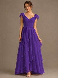 Ruffle Tiered V Neck Maxi Dress