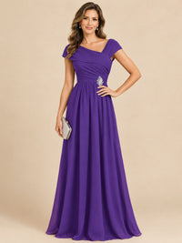 Cap Sleeve Mother of The Bride Dresses Long Chiffon Formal Gowns