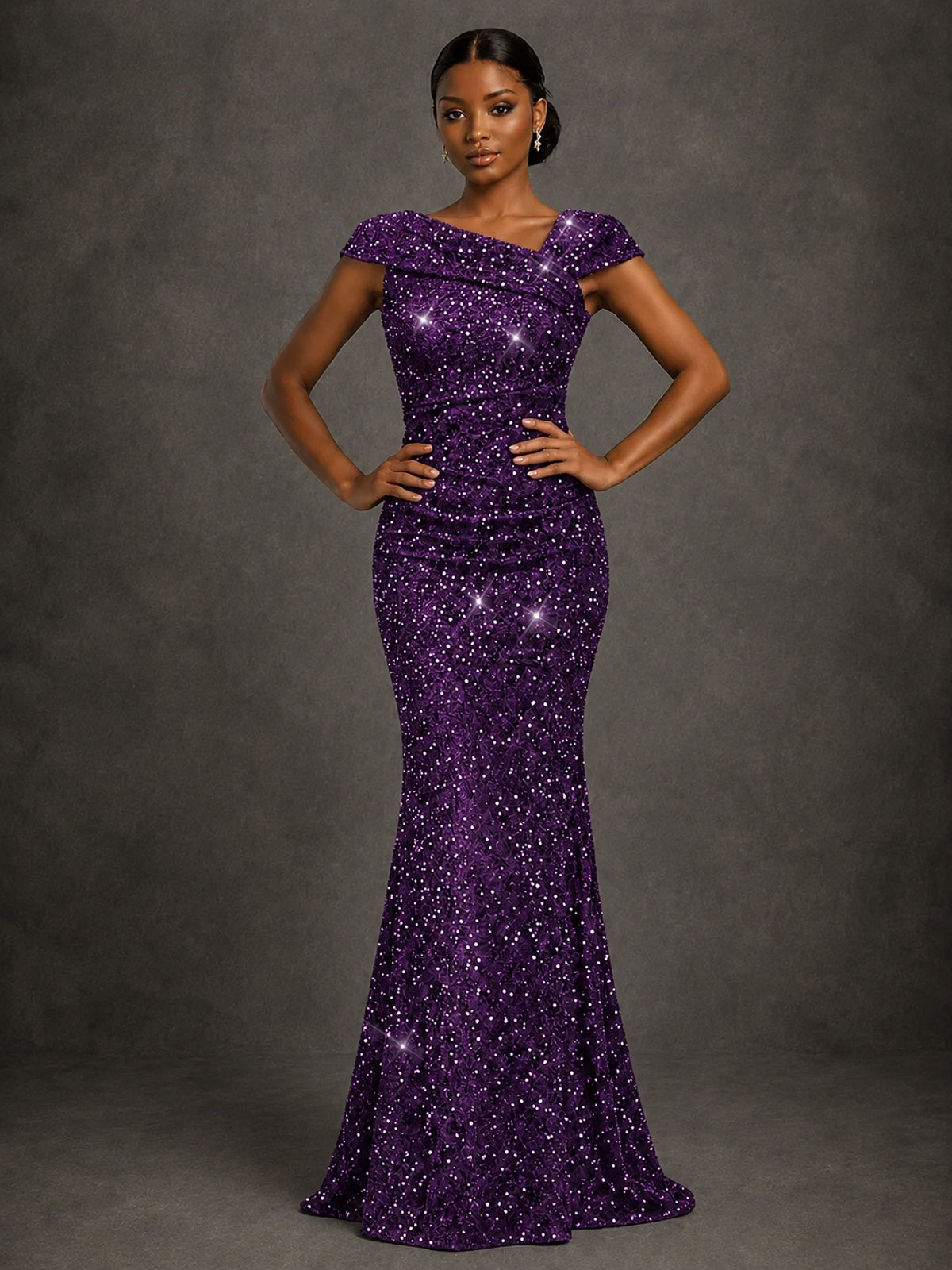 Sequin Off Shoulder Mermaid Prom Dress