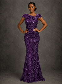 Sequin Off Shoulder Mermaid Prom Dress