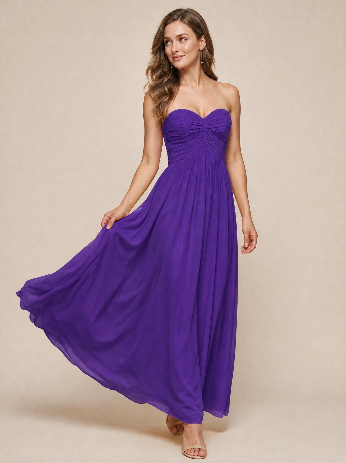 Strapless Pleated Chiffon A-Line Bridesmaid Dress
