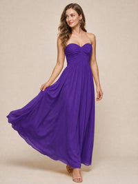 Strapless Pleated Chiffon A-Line Bridesmaid Dress