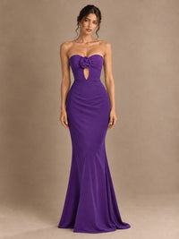 Emerald Green Strapless Mermaid Prom Dress with 3D Rose & Keyhole Cutout