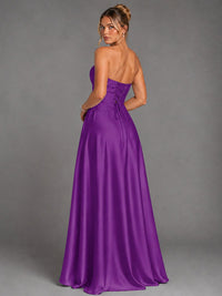 Sweetheart Neck Strapless Satin A-Line Prom Dress