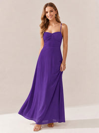 JOVELLEE Yellow Sweetheart Ruched Bust Chiffon Maxi Dress