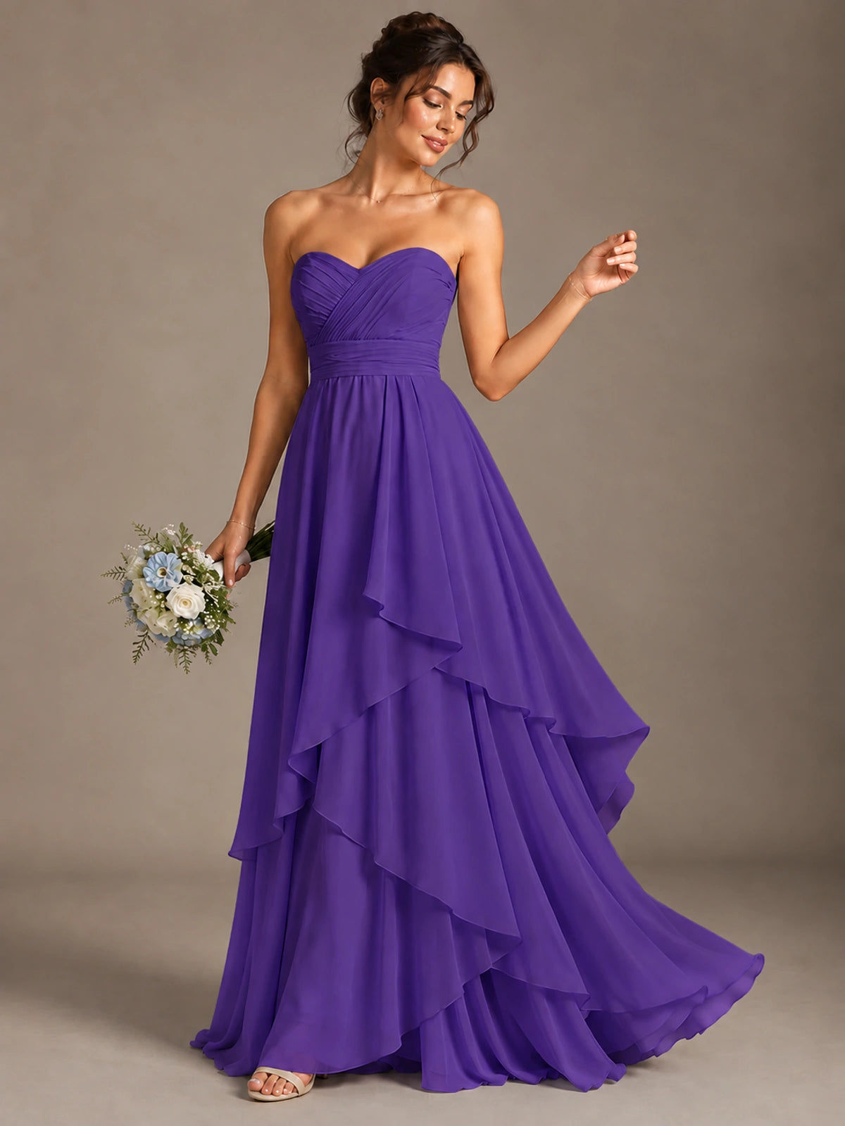 Strapless Ruffle A-Line Maxi Dress
