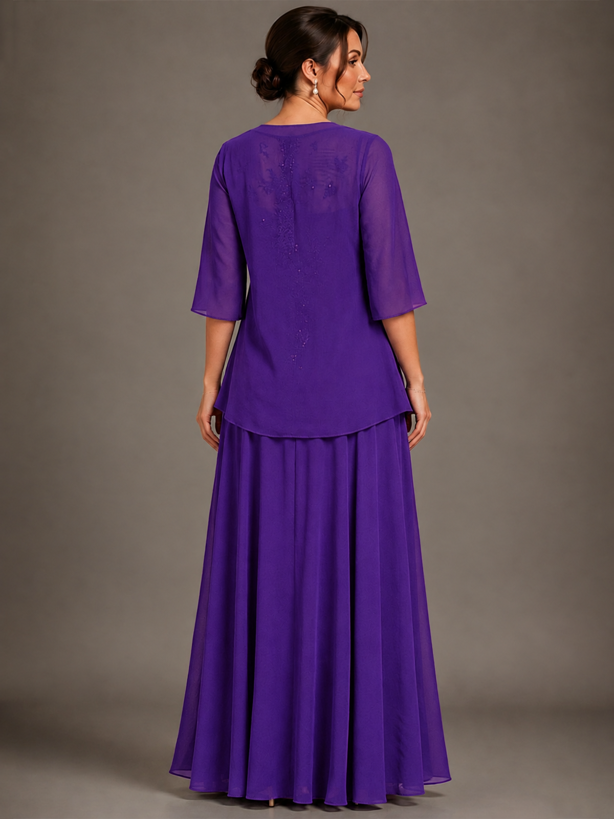 A-line 2 Pieces Chiffon Appliques Mother of The Bride Dresses with Jackets