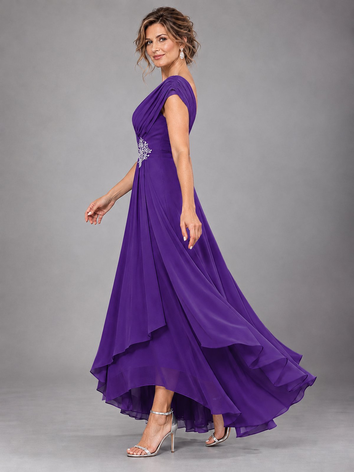 Cap Sleeve Chiffon A-Line Mother of the Bride Dress