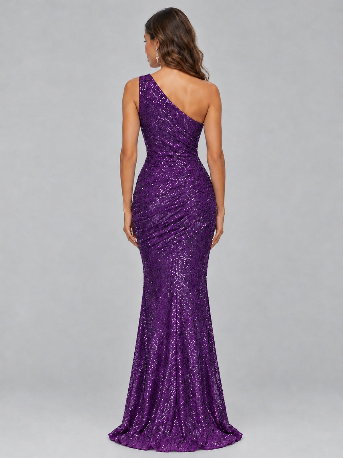 Sequin Mermaid One Shoulder Prom Dress Long formal Gown