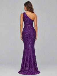 Sequin Mermaid One Shoulder Prom Dress Long formal Gown