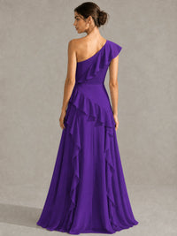 Sage Green One Shoulder Ruffle Bridesmaid Dress