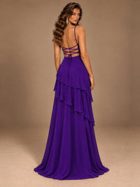 Sweetheart A-Line Ruffle Prom Dress with Spaghetti Straps