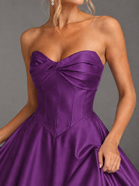 Sweetheart Neck Strapless Satin A-Line Prom Dress