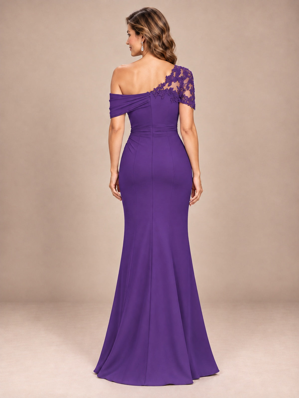 One Shoulder Chiffon Mother of The Bride Dress