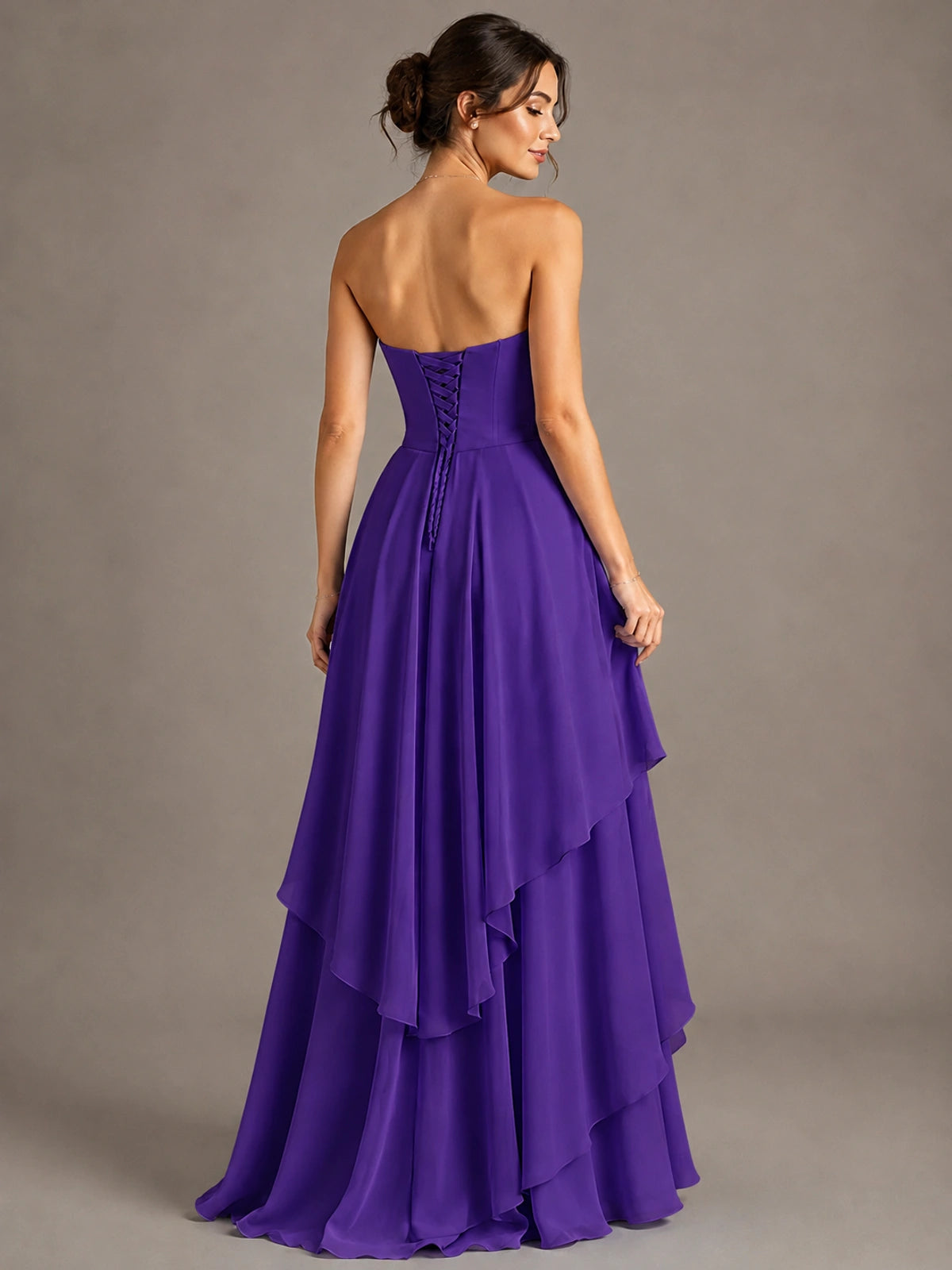 Strapless Ruffle A-Line Maxi Dress