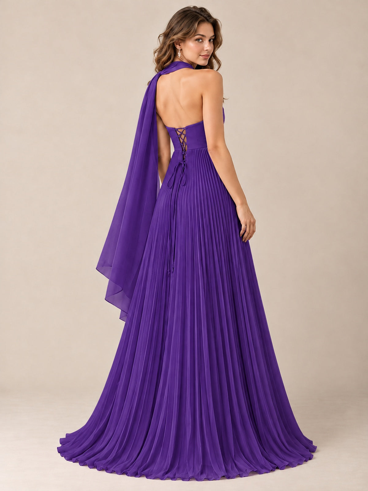 Sweetheart Neckline Pleated Prom Dress Strapless A-line Formal Dress with Flowy Scarf
