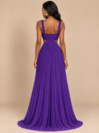 Butter Yellow Pleated Cutout Maxi Dress
