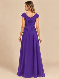 Cap Sleeve Mother of The Bride Dresses Long Chiffon Formal Gowns