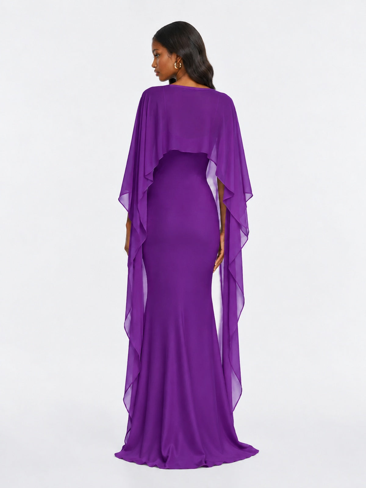 Satin Cape Prom Dresses Meramid Maxi Dress