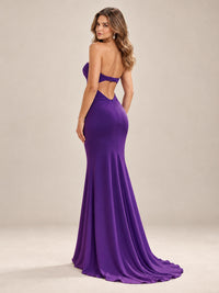 Light Blue Strapless Sweetheart Mermaid Prom Dress with Pleated Bodice