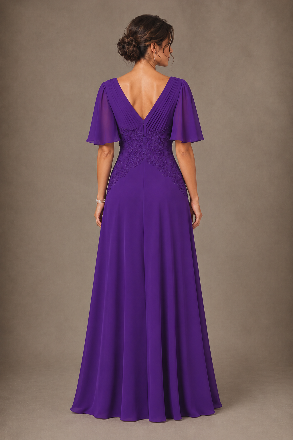 A-Line Chiffon Mother of the Bride Dress with Applique