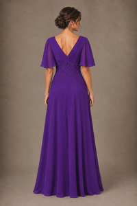 A-Line Chiffon Mother of the Bride Dress with Applique