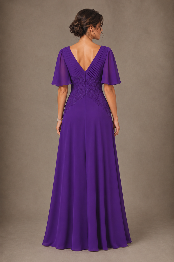 A-Line Chiffon Mother of the Bride Dress with Applique