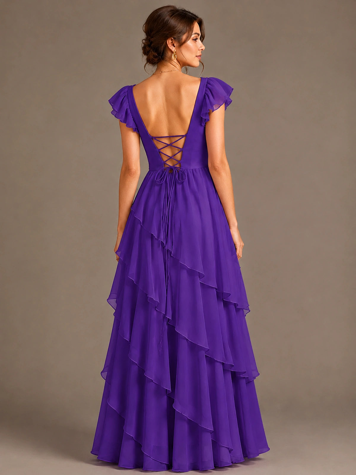 Ruffle Tiered V Neck Maxi Dress