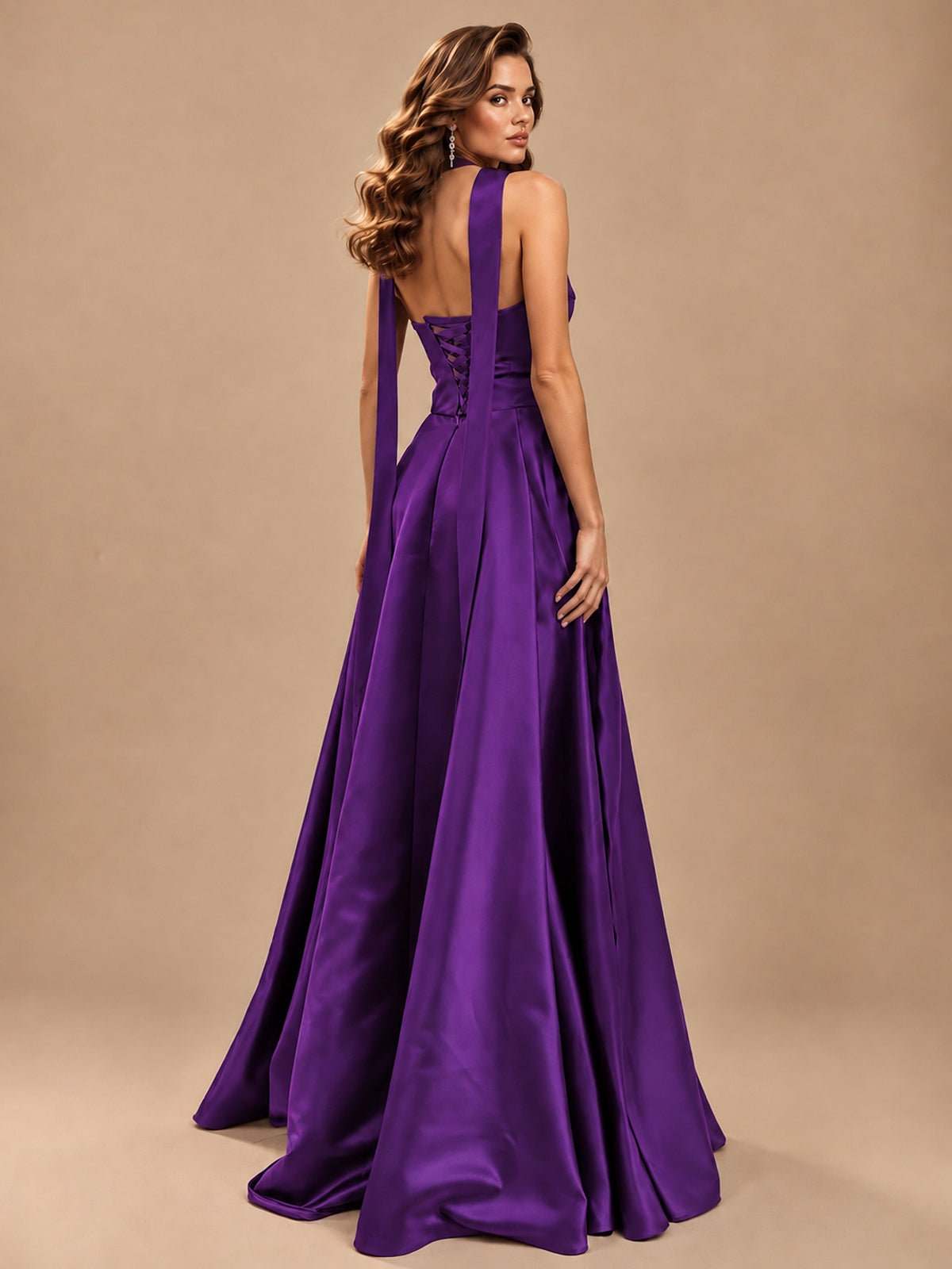 Strapless Prom Dress Side High Slit A-line Formal Dress with Scarf