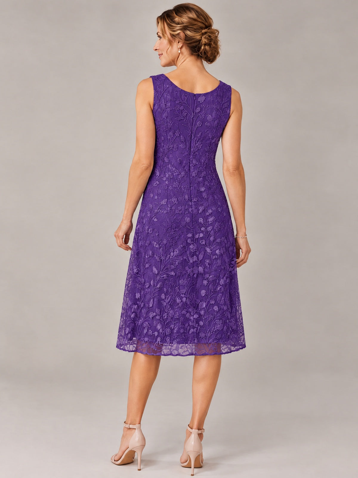 Tea Length Sequin Lace Mother of The Bride Dress with Chiffon Jacket